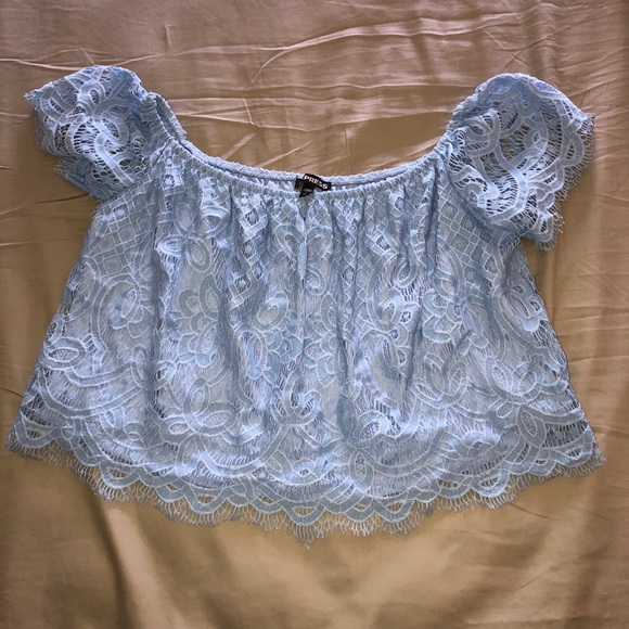 Express off the shoulder lace crop top - Picture 1 of 3